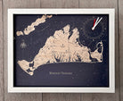 Martha's Vineyard framed tide and time clock, white frame