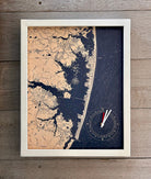 Ocean City framed tide and time clock, white frame