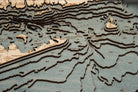 Long Island Sound 3D wood map, white frame