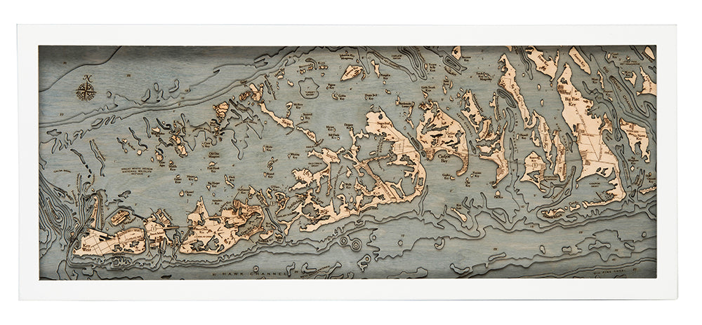 Florida Keys Wood Carved Topographic Depth Chart / Map