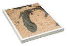Lake Michigan 3D wood map, white frame