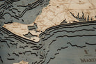 Martha's Vineyard, Massachusetts 3D wood map, white frame