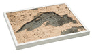 Lake Superior, Michigan 3D wood map, white frame