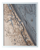New Smyrna Beach 3D wood map, white frame