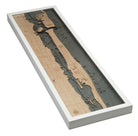 Palm Beach, Florida 3D layered wood map in laser-cut Baltic birch, shown framed against a light wall