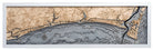 Sunset Beach to Cape Fear 3D wood map, white frame