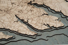 Virginia Beach to Kitty Hawk 3D wood map, white frame