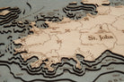Virgin Islands, Caribbean 3D wood map, white frame