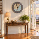 Sunset Harbor to Wilmington, North Carolina tide and time clock hanging on the wall in a bright entry hall