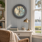 Savannah, Georgia wood tide clock hanging on the wall in a cottage reading nook