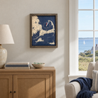 Cape Cod, Massachusetts framed tide and time clock hanging on the wall in a coastal living room