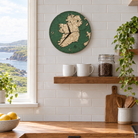 Ireland wood wall clock hanging on the wall in a coastal kitchen