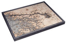 Crystal River, Florida 3D layered wood map in laser-cut Baltic birch, shown framed against a light wall