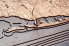 Key Largo to Fort Lauderdale, Florida 3D layered wood map in laser-cut Baltic birch, shown framed against a light wall