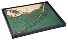 Upper Florida Keys 3D layered wood map in laser-cut Baltic birch, shown framed against a light wall