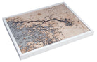 Crystal River, Florida 3D layered wood map in laser-cut Baltic birch, shown framed against a light wall