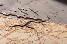 Treasure Coast, Florida 3D layered wood map in laser-cut Baltic birch, shown framed against a light wall
