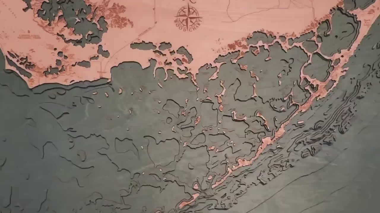 Upper Florida Keys Wood Carved Topographic Depth Chart / Map