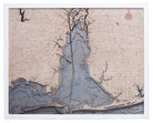 Mobile Bay 3D wood map, white frame