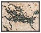 Lake Winnipesaukee, New Hampshire 3D layered wood map in laser-cut Baltic birch, shown framed against a light wall