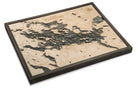 Lake Winnipesaukee, New Hampshire 3D layered wood map in laser-cut Baltic birch, shown framed against a light wall