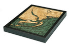 Fort Myers, Florida 3D layered wood map in laser-cut Baltic birch, shown framed against a light wall