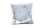 Cape Cod, Massachusetts nautical pillow in laser-cut Baltic birch, shown framed against a light wall