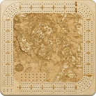 San Juan Islands, Washington wood cribbage board in laser-cut Baltic birch, shown framed against a light wall