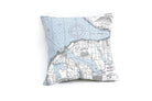 Little Traverse Bay, Michigan nautical pillow in laser-cut Baltic birch, shown framed against a light wall