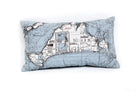 Martha's Vineyard, Massachusetts nautical pillow in laser-cut Baltic birch, shown framed against a light wall