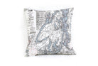 Puget Sound, Washington nautical pillow in laser-cut Baltic birch, shown framed against a light wall