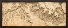 Grand Canyon, Arizona 3D layered wood map in laser-cut Baltic birch, shown framed against a light wall