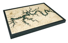 Lake Cumberland, Kentucky 3D layered wood map in laser-cut Baltic birch, shown framed against a light wall