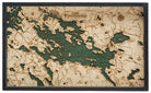Lake Winnipesaukee, New Hampshire wood serving tray in laser-cut Baltic birch, shown framed against a light wall
