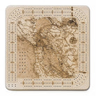 San Francisco, California wood cribbage board in laser-cut Baltic birch, shown framed against a light wall