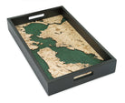 San Francisco, California wood serving tray in laser-cut Baltic birch, shown framed against a light wall