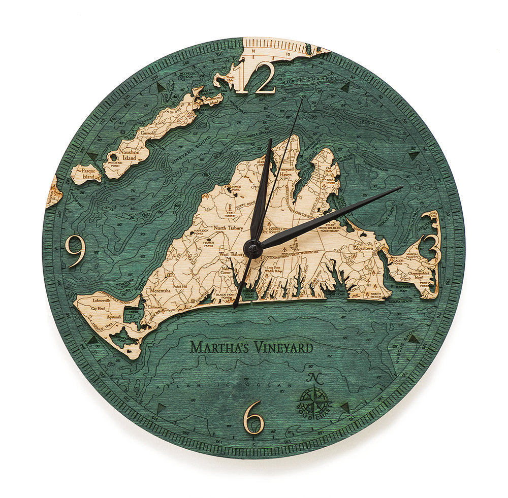 Martha's Vineyard Wood Carved Clock - Nautical Lake Art