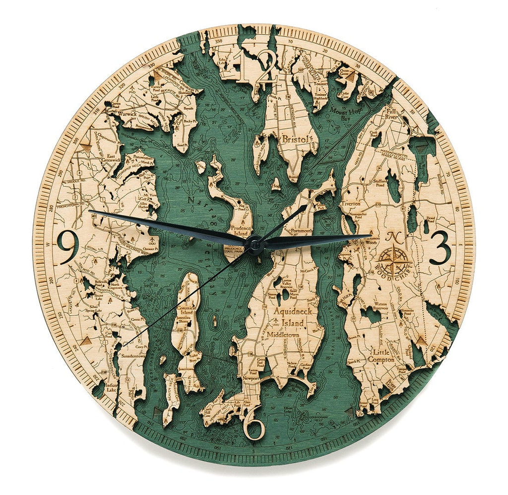 Narragansett RI Wood Carved Clock - Nautical Lake Art