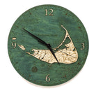 Nantucket, Massachusetts wood wall clock in laser-cut Baltic birch, shown framed against a light wall