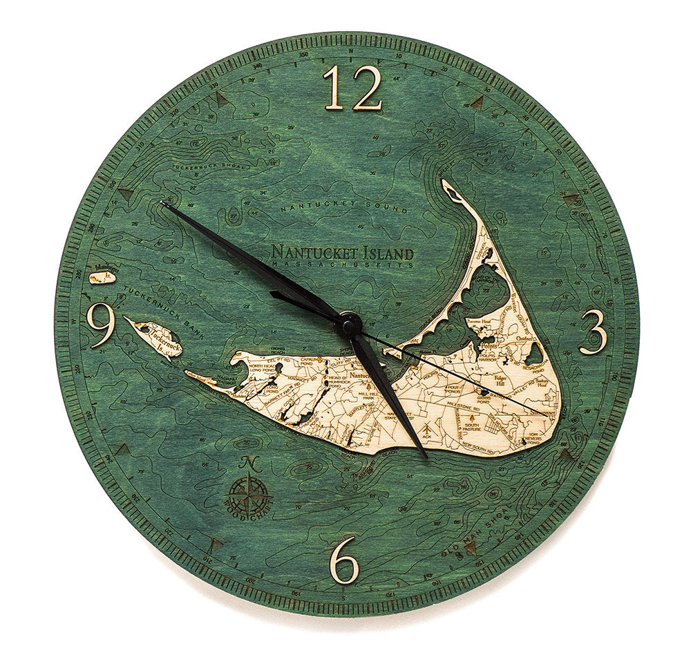 Nantucket Wood Carved Clock - Nautical Lake Art