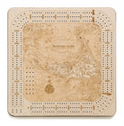 Nantucket, Massachusetts wood cribbage board in laser-cut Baltic birch, shown framed against a light wall