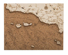 Santa Barbara, California framed cork map in laser-cut Baltic birch, shown framed against a light wall
