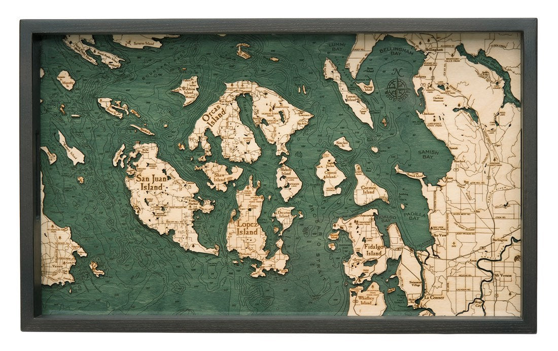 San Francisco, California wood serving tray in laser-cut Baltic birch, shown framed against a light wall