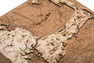 Cape Cod, Massachusetts framed cork map in laser-cut Baltic birch, shown framed against a light wall