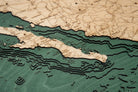 Mexico 3D layered wood map in laser-cut Baltic birch, shown framed against a light wall