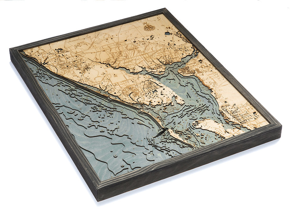 Charlotte Harbor Wood Carved Topographic Depth Chart / Map - Nautical Lake Art