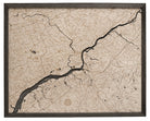 Philadelphia, Pennsylvania 3D layered wood map in laser-cut Baltic birch, shown framed against a light wall