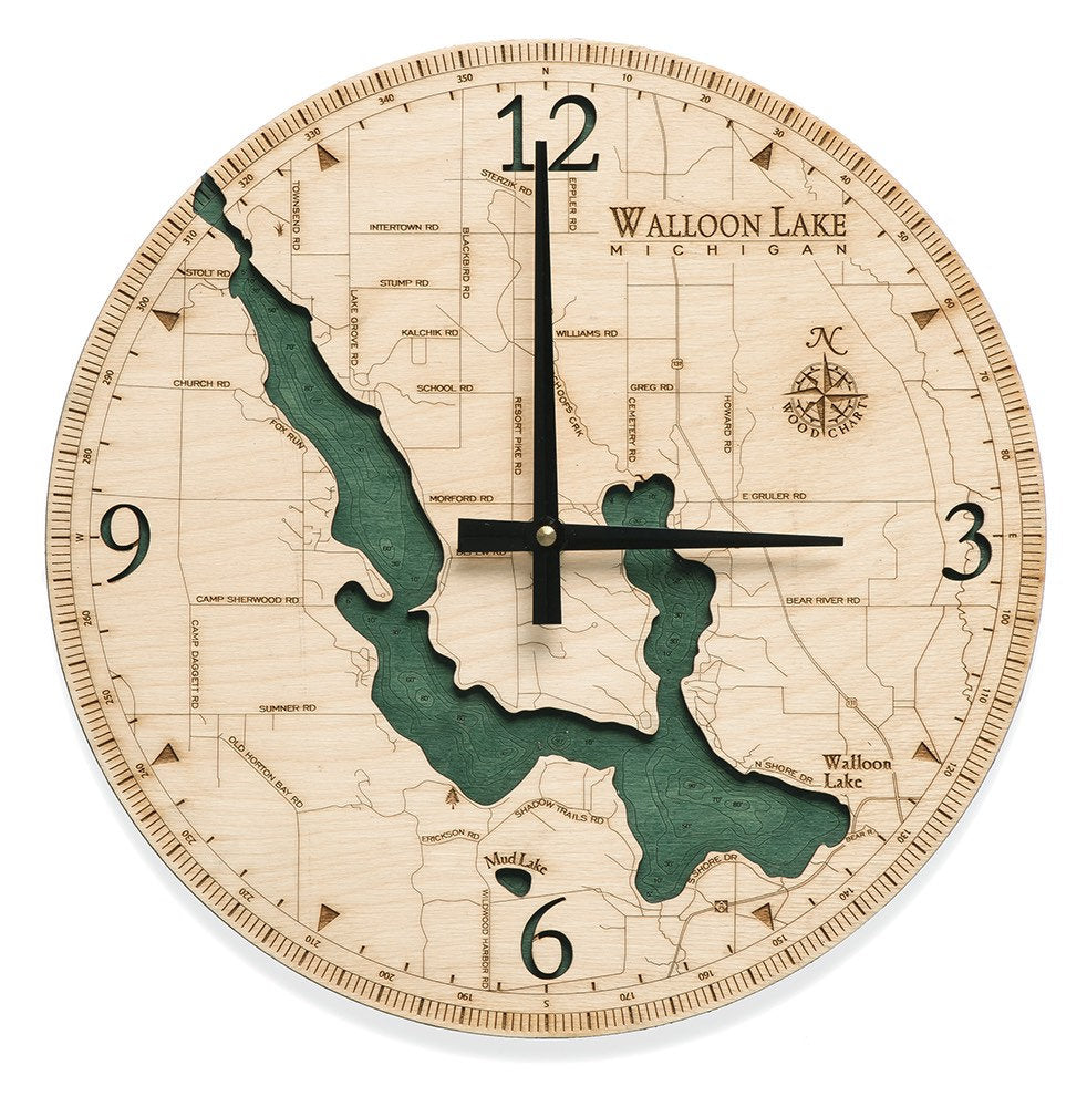 Walloon Lake Wood Carved Clock