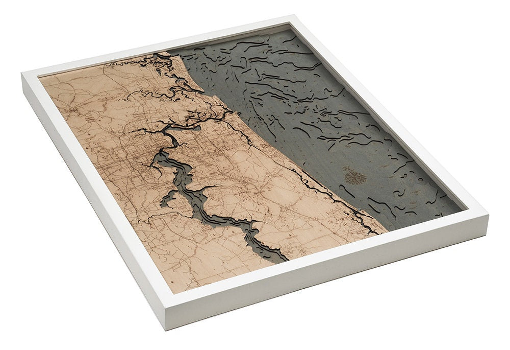 Jacksonville, Florida Wood Carved Topographic Depth Chart / Map