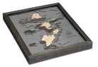 Put-in-Bay, Ohio 3D layered wood map in laser-cut Baltic birch, shown framed against a light wall